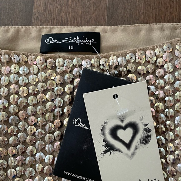 NEW✨Miss Selfridge Gold Sequin Midi Skirt - Picture 7 of 7